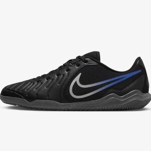 Nike Kids Black Shoe with Gray and Blue Swoosh